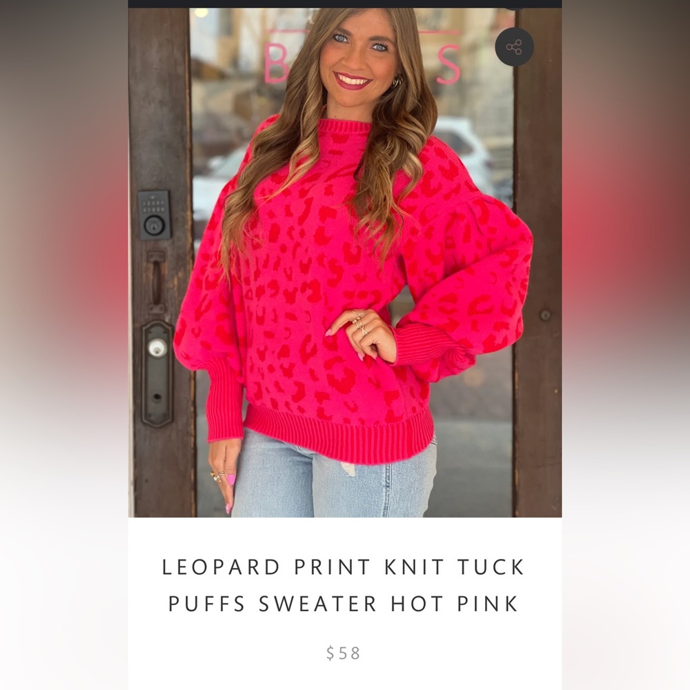 NWT - Jodifl - Leopard-Print Knit-Tuck Puffs Sweater